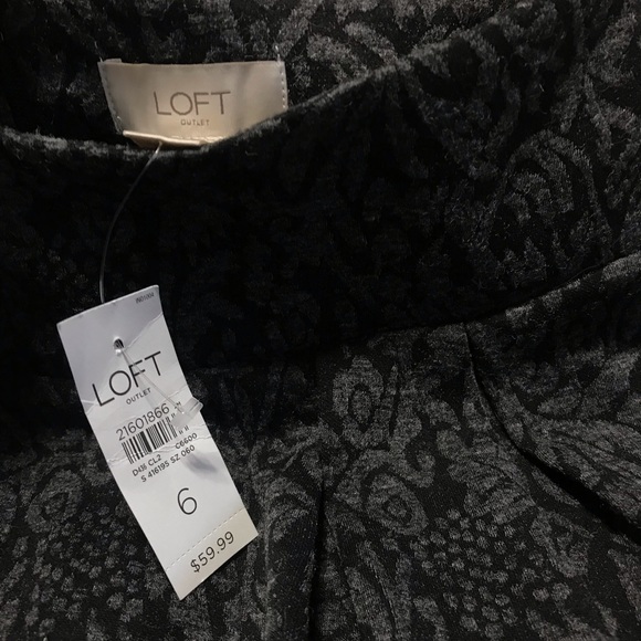 New Loft A-line Stretch Gray Print Skirt Size 6 - Picture 2 of 5